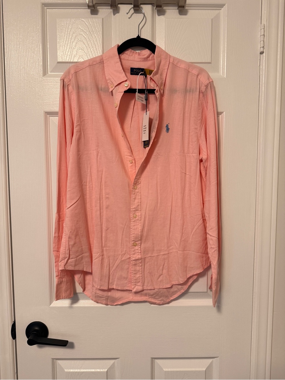 Ralph Lauren Men's Light Pink Classic Fit Linen Shirt